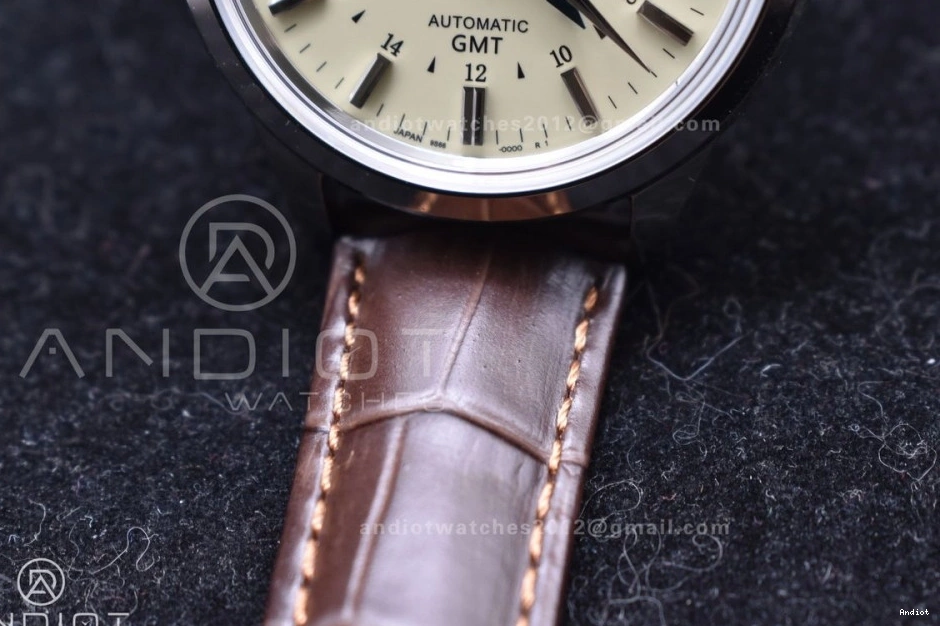 Leather GMT Elegance GSF Brown Best Edition Comfortable 886 Strap Dial Seiko SS on 1:1 Grand Cream NH 0812